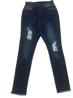 B.O.B. Women’s Dark Wash Distressed Skinny Jeans